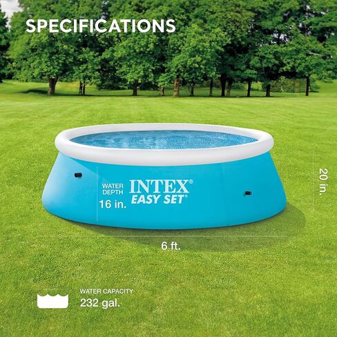 INTEX 28101EH Easy Set Inflatable Swimming Pool: 6ft x 20in – Puncture-Resistant Material – Quick Inflation – 232 Gallon Capacity – 16in Water Depth in Kuwait