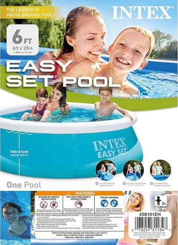 INTEX 28101EH Easy Set Inflatable Swimming Pool: 6ft x 20in – Puncture-Resistant Material – Quick Inflation – 232 Gallon Capacity – 16in Water Depth in Kuwait