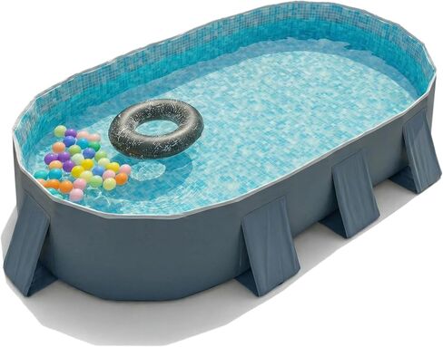 YYW Foldable Family Pool for Adults & Family - Portable Large Swimming Pool for Indoor/Outdoor Garden Backyard Summer Parties (Cloud Ink Gray, 115") in Kuwait