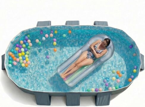 YYW Foldable Family Pool for Adults & Family - Portable Large Swimming Pool for Indoor/Outdoor Garden Backyard Summer Parties (Cloud Ink Gray, 115") in Kuwait