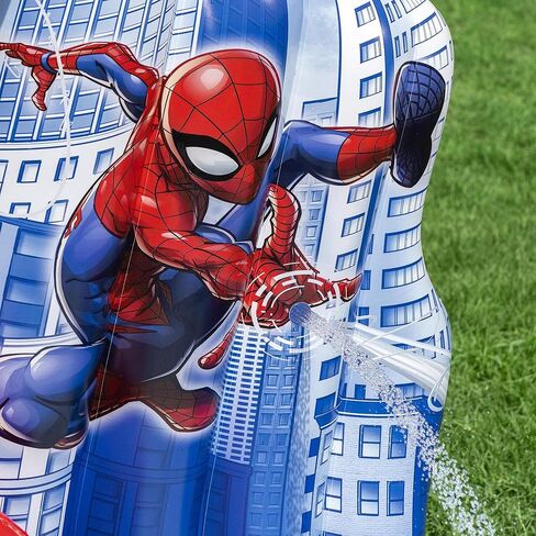 مركز ألعاب مائي قابل للنفخ من Marvel Spider-Man، مقاس 6'11 بوصة × 6'9 بوصة × 50 بوصة، مركز أنشطة خارجي للأطفال مزود بممر مائي ومنزلق ولعبة ومسبح سبلاش in Kuwait