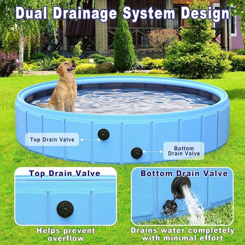 Foldable Dog Pool with Sprinkler, 87 in Extra Large Dog Swimming Pool, 2-in-1 Outdoor Collapsible Pet Bathing Tub for Pets Dogs Cats and Kids in Kuwait