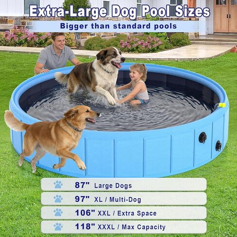 Foldable Dog Pool with Sprinkler, 87 in Extra Large Dog Swimming Pool, 2-in-1 Outdoor Collapsible Pet Bathing Tub for Pets Dogs Cats and Kids in Kuwait