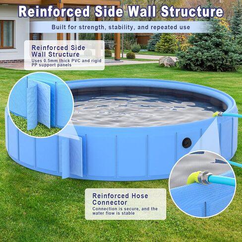 Foldable Dog Pool with Sprinkler, 87 in Extra Large Dog Swimming Pool, 2-in-1 Outdoor Collapsible Pet Bathing Tub for Pets Dogs Cats and Kids in Kuwait