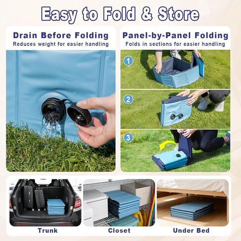 Foldable Dog Pool with Sprinkler, 87 in Extra Large Dog Swimming Pool, 2-in-1 Outdoor Collapsible Pet Bathing Tub for Pets Dogs Cats and Kids in Kuwait