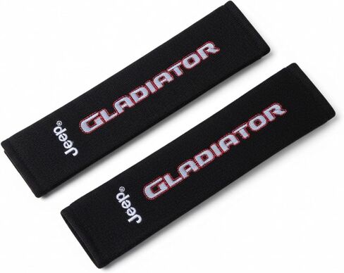 Jeep Gladiator Seat Belt Covers 2-Pack – Embroidered Logo Padded Shoulder Protectors 3" x 10" Black in Kuwait