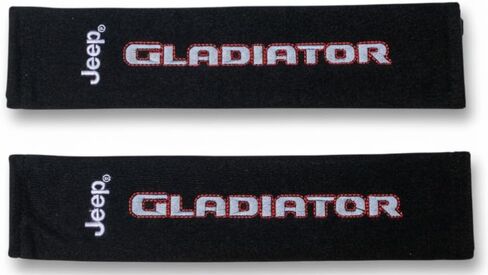 Jeep Gladiator Seat Belt Covers 2-Pack – Embroidered Logo Padded Shoulder Protectors 3" x 10" Black in Kuwait