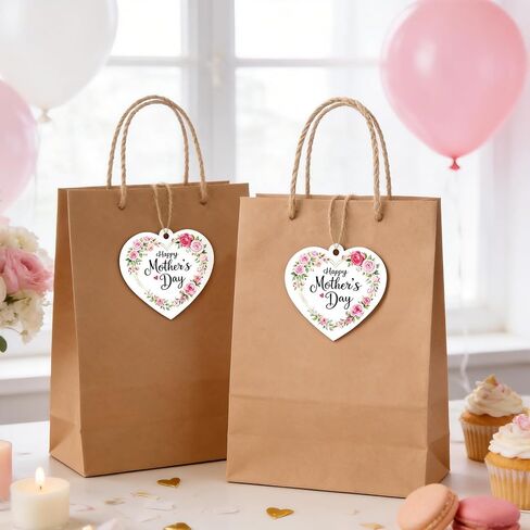 Happy Mothers Day Gift Tags with String 50Pcs Mothers Day Rose Tags Heart Floral Personalized Paper Tag for Gift Wrapping Mothers Day Decorations in Kuwait