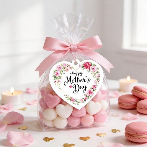 Happy Mothers Day Gift Tags with String 50Pcs Mothers Day Rose Tags Heart Floral Personalized Paper Tag for Gift Wrapping Mothers Day Decorations in Kuwait