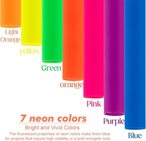 Colored Cardstock 8.5 in x 11 in,56 Sheet Fluorescent Neon Index Paper 250 GSM/90 LB HeavyWeight Card Stock Set of 7 Colors for Cutting DIY Art Craft in Kuwait