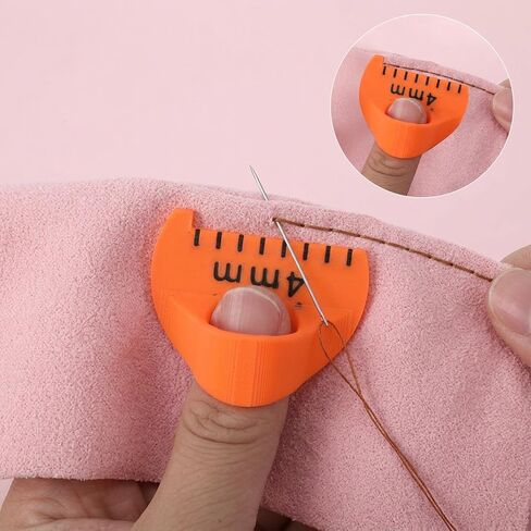 3 Pcs Finger Sewing Ruler, Even Blanket Stitch Thumb Guide, Hand Stitch Spacing Tool, Orange Sewing Gauge Set for Hand Sewing, Embroidery, Mending, Patchwork (3 Sizes) in Kuwait