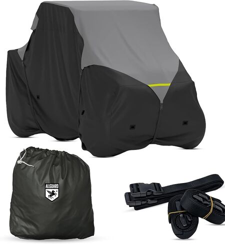 AllGuard Weatherproof Max UTV Cover, Heavy Duty 600D Marine Grade Polyester, Protects from Rain, Snow, Sun, UV & More - Gray/Black (Fits Length: 120" - 150") in Kuwait