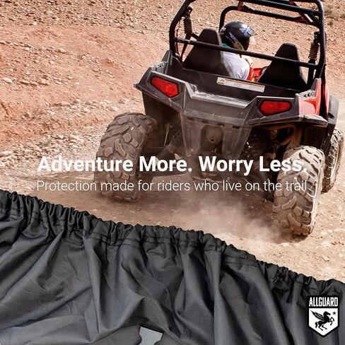 AllGuard Weatherproof Max UTV Cover, Heavy Duty 600D Marine Grade Polyester, Protects from Rain, Snow, Sun, UV & More - Gray/Black (Fits Length: 120" - 150") in Kuwait