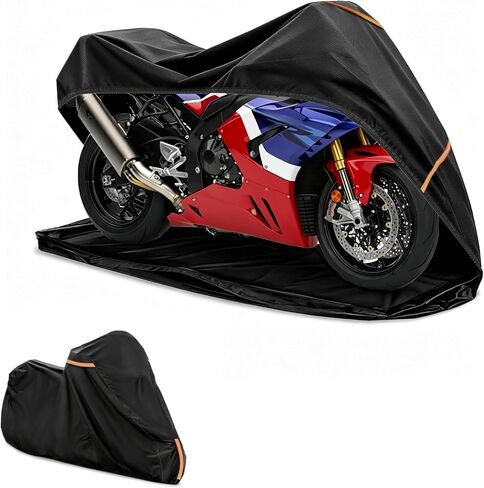 Full Enclosed Motorcycle Cover Waterproof,Heavy Duty 600D Oxford Outdoor Indoor Motorcycle Full Cover with All-Round Enclosed Zipper and Reflective Strips,Fits Most Heavy Duty Scooter Moped Motorcycle in Kuwait