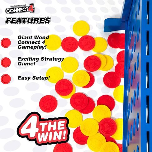 EastPoint Giant Wood Connect 4 - Blue - Connect 4 Jumbo Yard Game for Backyard Parties - Solid Wood Frame Lawn Game - Fast Setup & Portable Carry Bag for Outdoor Fun in Kuwait