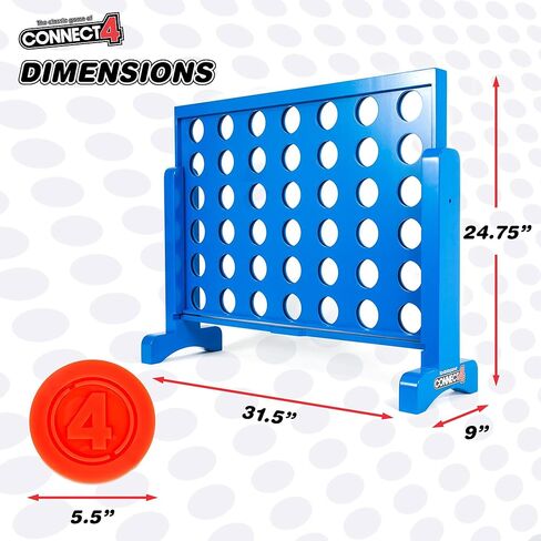 EastPoint Giant Wood Connect 4 - Blue - Connect 4 Jumbo Yard Game for Backyard Parties - Solid Wood Frame Lawn Game - Fast Setup & Portable Carry Bag for Outdoor Fun in Kuwait