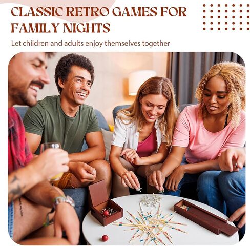 Hiboom 2-in-1 Classic Jacks Game and Pick up Sticks Game Set, Vintage Retro Family Games for Adults and Kid, Nostalgic Floor Games with Wooden Keepsake Box for Family Night, Birthday Gift, Party Favor in Kuwait