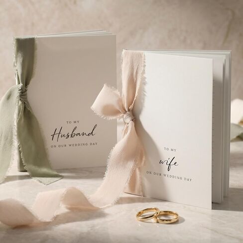Elegant Wedding Vow Books with 5 Ribbons - Perfectly Sized His and Hers Vow Book Set of 2 with Lined Pages to Write Whatever is on Your Heart - A Beautiful Personalized Addition For Your Wedding Day in Kuwait