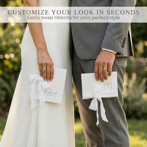 Elegant Wedding Vow Books with 5 Ribbons - Perfectly Sized His and Hers Vow Book Set of 2 with Lined Pages to Write Whatever is on Your Heart - A Beautiful Personalized Addition For Your Wedding Day in Kuwait