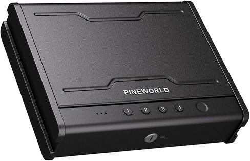 PINEWORLD Biometric Gun Safe for Handgun,3 Quick Access Pistol Safe With Fingerprint,Voice Navigation Gun Case with Interior Light&Type C Port&Mute Mode for Home,Nightstand,Car, Steel Cable Included in Kuwait