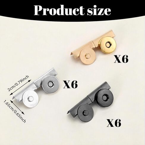 ElevateTech Magnetic Snap Buttons, 12 Pairs Magnetic Snaps for Purses and Tote No-Sewing Seamless Buckle Clasp Metal Snap Closures Fasteners Replacement for Bags Clothing DIY Crafts (Sliver, Gold) in Kuwait