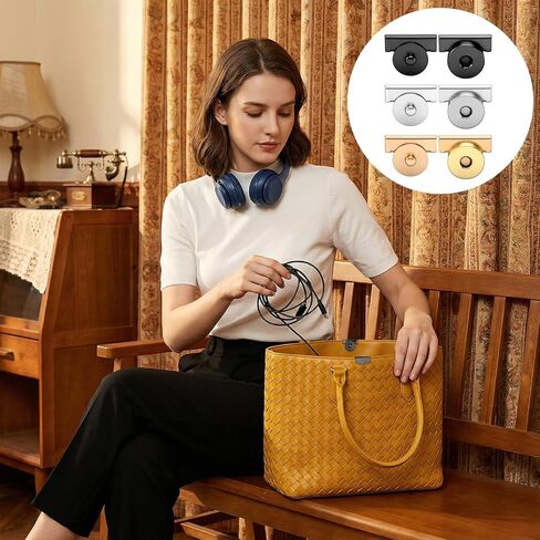ElevateTech Magnetic Snap Buttons, 12 Pairs Magnetic Snaps for Purses and Tote No-Sewing Seamless Buckle Clasp Metal Snap Closures Fasteners Replacement for Bags Clothing DIY Crafts (Sliver, Gold) in Kuwait