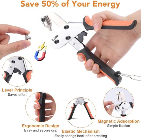 Dntorx Heavy Duty Snap Fastener Tool with 100 Sets, 15mm Snap Button Kit Stainless Steel Snap Fasteners Kit Snap Kit with Tool Snaps for Ffabric Leather Sewing DIY Crafts(Orange) in Kuwait