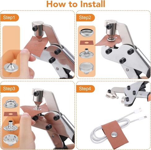 Dntorx Heavy Duty Snap Fastener Tool with 100 Sets, 15mm Snap Button Kit Stainless Steel Snap Fasteners Kit Snap Kit with Tool Snaps for Ffabric Leather Sewing DIY Crafts(Orange) in Kuwait