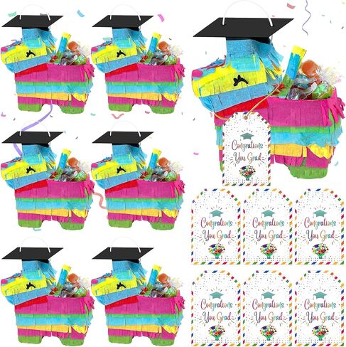 6 Sets Graduation Donkey Piñata Mini Donkey Piñata with Card Rope Fillable Piñata for Mexican Graduation Decorations End of Year Party Supplies Photo Props for Candy and Treats in Kuwait