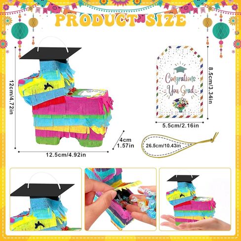 6 Sets Graduation Donkey Piñata Mini Donkey Piñata with Card Rope Fillable Piñata for Mexican Graduation Decorations End of Year Party Supplies Photo Props for Candy and Treats in Kuwait