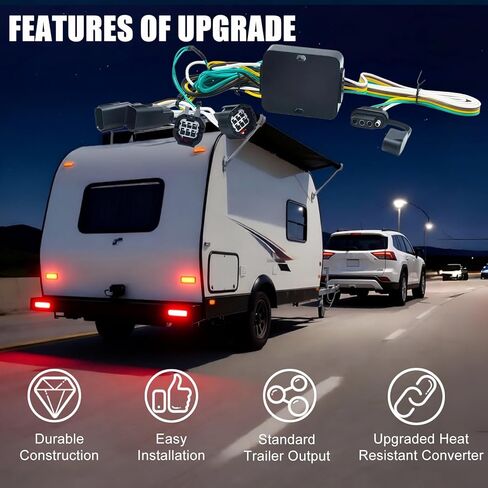 4-Pin Trailer Wiring Harness 56331 Compatible with 2011-2020 Dodge Grand Caravan, 2011-2016 Chrysler Town and Country, 2012-2015 Ram C/V，4-Way Tow Hitch Wire T-Connector Plug n Play in Kuwait