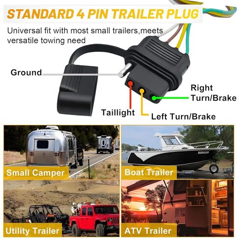 4-Pin Trailer Wiring Harness 56331 Compatible with 2011-2020 Dodge Grand Caravan, 2011-2016 Chrysler Town and Country, 2012-2015 Ram C/V，4-Way Tow Hitch Wire T-Connector Plug n Play in Kuwait