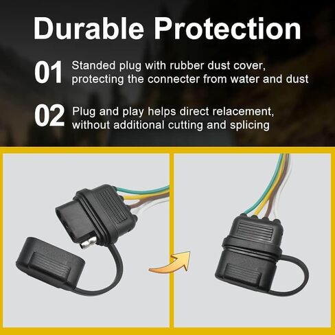 4-Pin Trailer Wiring Harness 56331 Compatible with 2011-2020 Dodge Grand Caravan, 2011-2016 Chrysler Town and Country, 2012-2015 Ram C/V，4-Way Tow Hitch Wire T-Connector Plug n Play in Kuwait