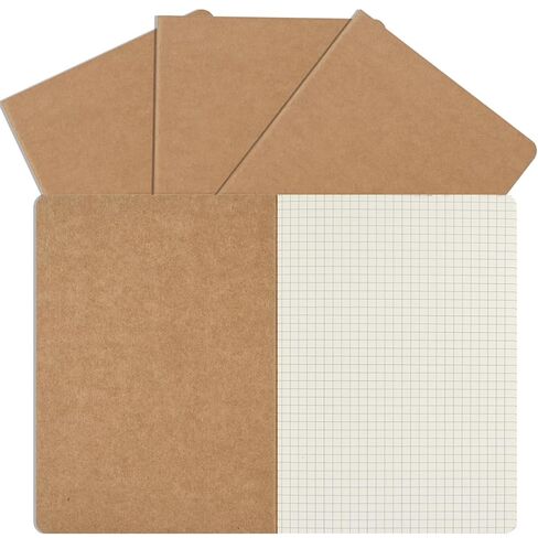 SZYIKUER A5 Kraft Notebooks Bulk, Graph Paper Journaling Notebooks, Notebooks for Work, Journal notebooks for kids, Composition Notebooks for School， 60 Pages ，8.3x5.5 Inches 4Pack in Kuwait