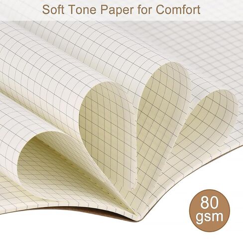 SZYIKUER A5 Kraft Notebooks Bulk, Graph Paper Journaling Notebooks, Notebooks for Work, Journal notebooks for kids, Composition Notebooks for School， 60 Pages ，8.3x5.5 Inches 4Pack in Kuwait