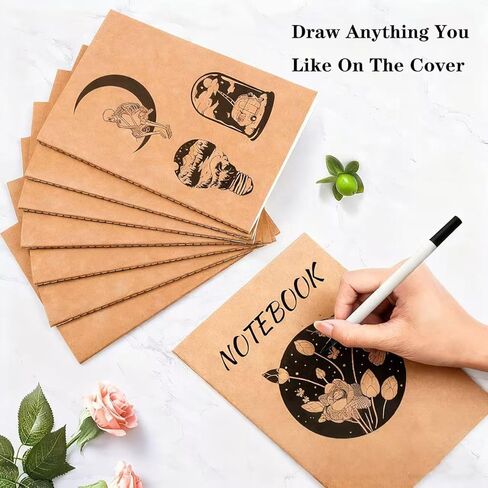 SZYIKUER A5 Kraft Notebooks Bulk, Graph Paper Journaling Notebooks, Notebooks for Work, Journal notebooks for kids, Composition Notebooks for School， 60 Pages ，8.3x5.5 Inches 4Pack in Kuwait
