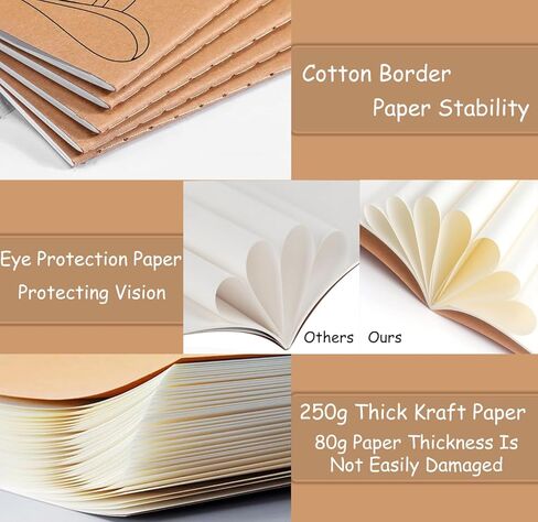 SZYIKUER A5 Kraft Notebooks Bulk, Graph Paper Journaling Notebooks, Notebooks for Work, Journal notebooks for kids, Composition Notebooks for School， 60 Pages ，8.3x5.5 Inches 4Pack in Kuwait