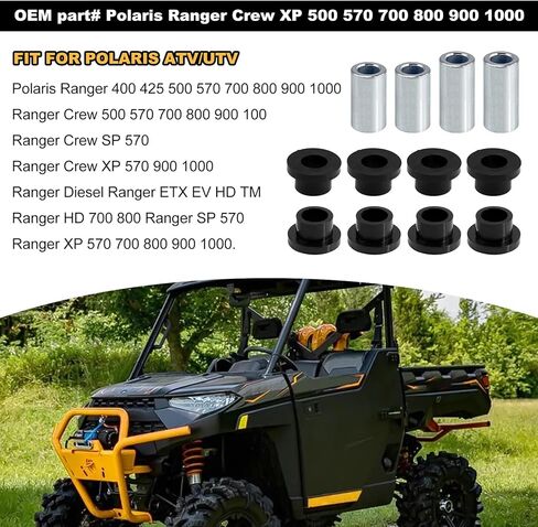 مجموعة جلبة الصدمات الخلفية والأكمام من RYANSTAR RACING متوافقة مع Polaris Ranger 400 425 500 570 700 800 900 1000 Diesel EV ETX TM - مجموعة استبدال التعليق للخدمة الشاقة in Kuwait