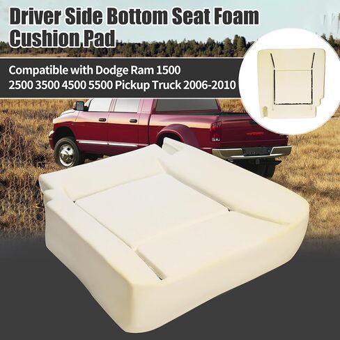Front Driver Side Bottom Seat Foam Cushion Replacement for Dodge Ram 1500 2500 3500 4500 5500 Pickup Truck 2006-2010 Pickup Truck Driver Side Lower Pad Seat Foam Replacement, Replaces 5180021AA in Kuwait