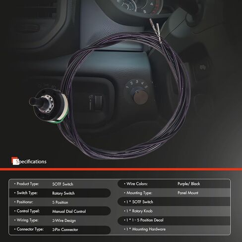 DSP5 SOTF Switch Compatible with 2004.5-2005 Chevy Silverado GMC Sierra 2500HD 3500HD 6.6L Duramax LLY, 5-Position 2-Wire 2-Pin Shift-On-The-Fly Rotary Selector Switch in Kuwait