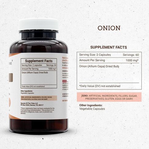 Secrets of the Tribe Onion 120 Capsules, Made with Vegetable Capsules and Onion (Allium Cepa) Dried Bulb (120 Capsules) in Saudi Arabia