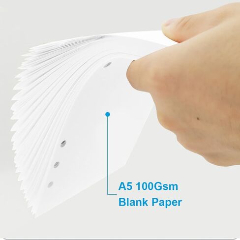 (3 Pack) A5 Blank Paper Refills, 6 Hole Punched, 300 Sheets/600 Pages Loose Leaf Paper for Large Leather Journal/Filofax Binders, 100gsm Printing Papers, 5.8'' x 8.2'' in Kuwait