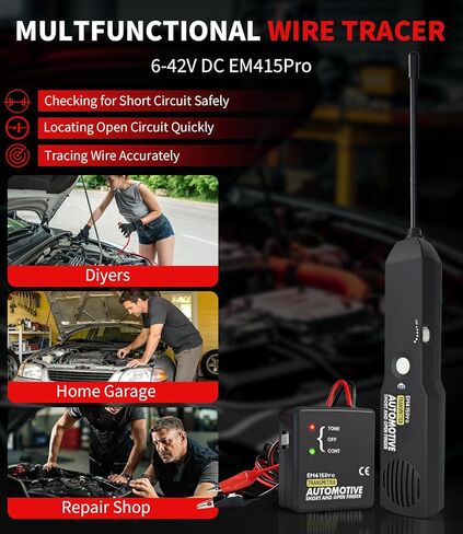 EM415Pro Wire Tracer Electrical Automotive Open & Short Finder, VEHLIVE 6-42V DC Circuit Tester Automotive Circuit Breaker Finder Fault Probe Wire Tracker Electrical Cable Tracer for Car, Boat,Trailer in Kuwait