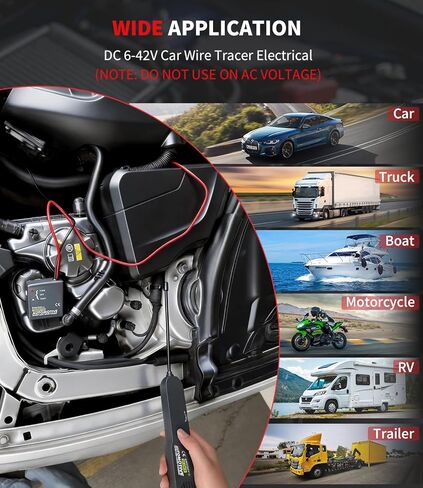 EM415Pro Wire Tracer Electrical Automotive Open & Short Finder, VEHLIVE 6-42V DC Circuit Tester Automotive Circuit Breaker Finder Fault Probe Wire Tracker Electrical Cable Tracer for Car, Boat,Trailer in Kuwait