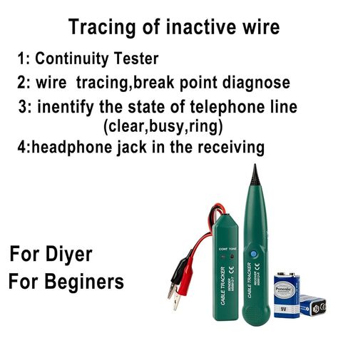 Tone Generator and Probe kit, Automotive Electrical Wire Tracer, Dead Circuit Tracer, 0-24V Continuity Tester Open Finder for Diyer, Beginners, RJ45 Network RJ11 Telephone Line Tester in Kuwait