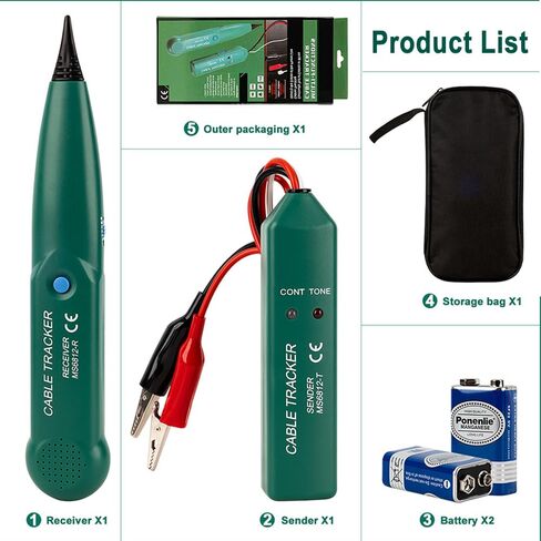 Tone Generator and Probe kit, Automotive Electrical Wire Tracer, Dead Circuit Tracer, 0-24V Continuity Tester Open Finder for Diyer, Beginners, RJ45 Network RJ11 Telephone Line Tester in Kuwait
