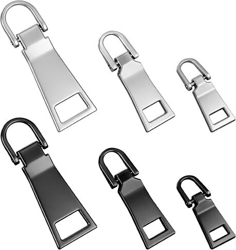 6 PCS Zipper Pull Replacement, Metal Zipper Pulls Tab Handle Mend Fixer Zippers Tab Repair Heavy Duty Zippers Fixer Fasteners for Luggage Bag Backpack Jacket Coat Boots, Sewing Notions (3 Sizes) in Kuwait