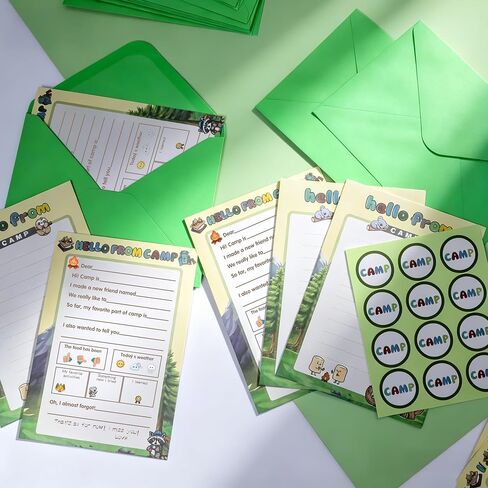 12 Set Camp Setstationary Letter and Envelopes, Sleepaway Camp Essentials with Camp Postcards, Summer Stationery Letter Writing Kit for Boys and Girls in Kuwait