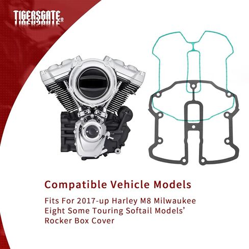 M8 Rocker Box Cover Gaskets Kit of 2pc Top & 2pc Bottom Designed for 2017-up Harley M8 Milwaukee-Eight Touring Softail Models in Kuwait