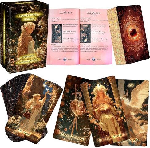 Ethereal Elves Modern Witch Tarot Cards with Guide Book, Unique New Beginner Fairy Tarot Deck with Gold Foil Edges. for Love, Wealth, Career, Spirit, Relationships & Adventure in Kuwait